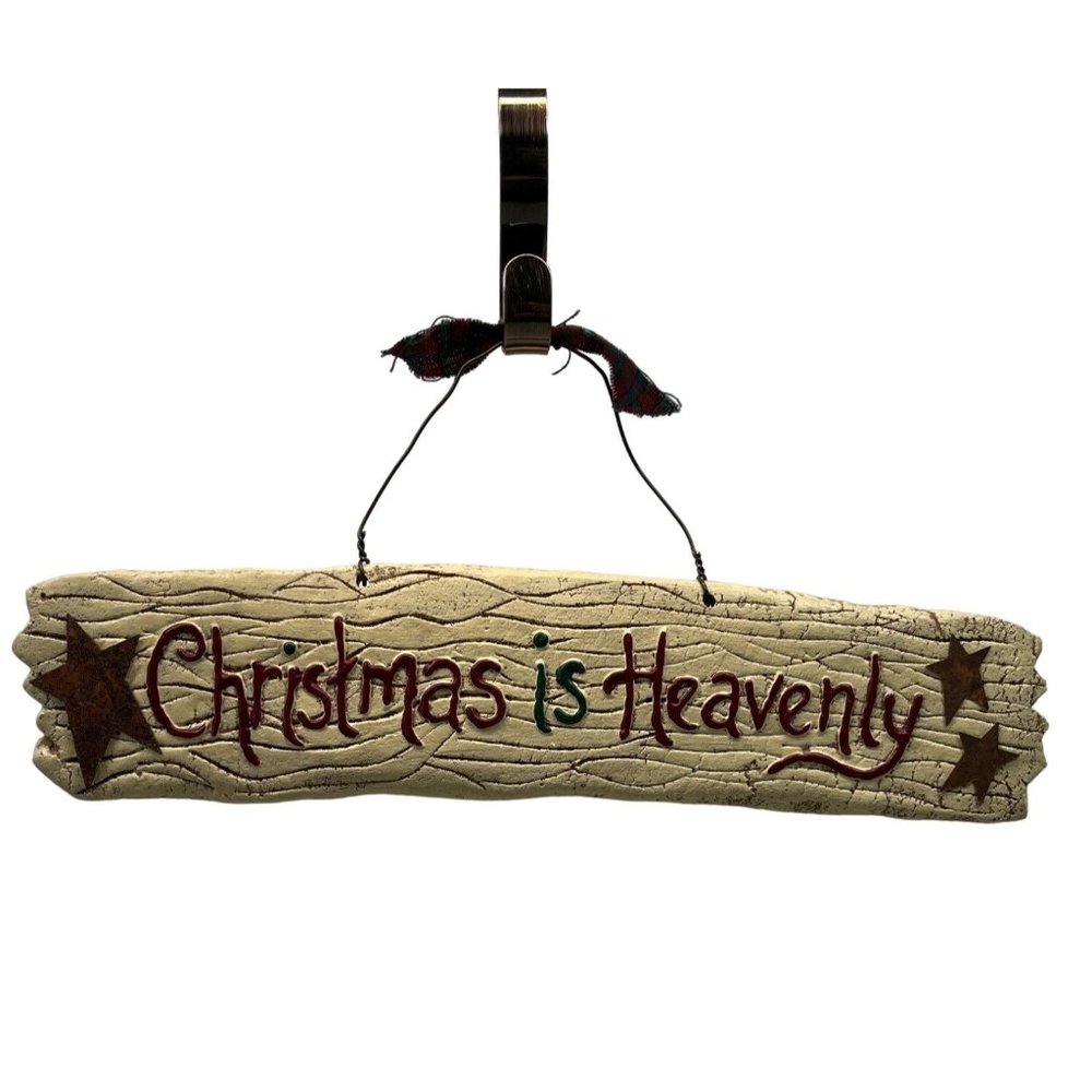 Christmas is Heavenly Holiday Sign 10" Rustic Farmhouse Style Stars